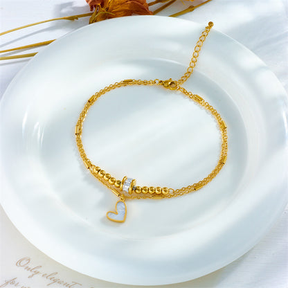 Fashion Jewelry Multi-layer Twin Love Pendant Parts Chain Anklet