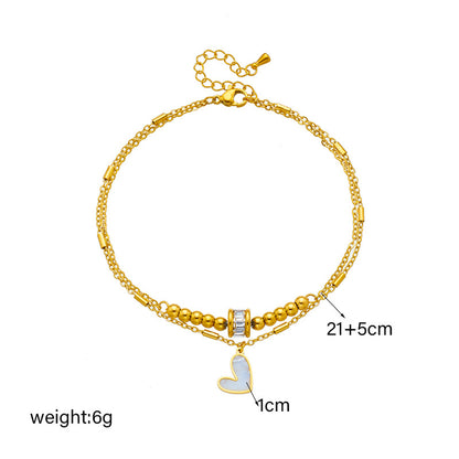 Fashion Jewelry Multi-layer Twin Love Pendant Parts Chain Anklet
